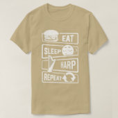 Eat Sleep Harp Herhaal harp string instrument (2) T-shirt (Design voorkant)
