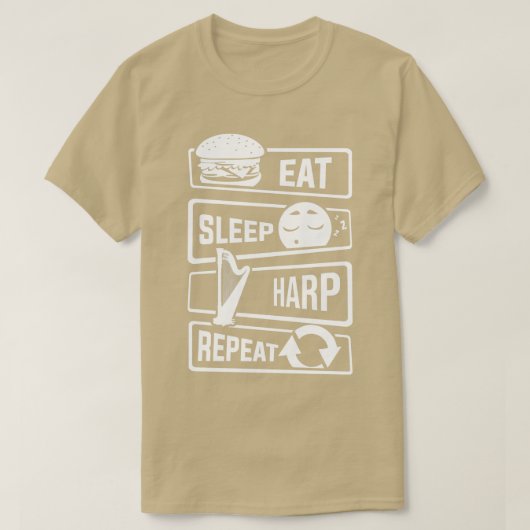 Eat Sleep Harp Herhaal harp string instrument (2) T-shirt (Design voorkant)