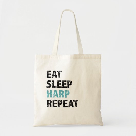 Eat, Sleep, Harp Tote Bag (Voorkant)
