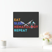 EAT SLEEP HEMATOLOGIE HERHAALD - #labour Vierkante Klok (Huis)