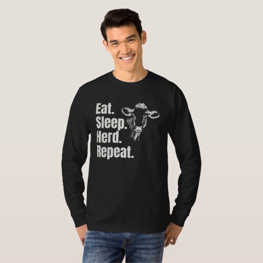 Eat Sleep Herd Repeat  Cow T-shirt (Voorkant volledig)