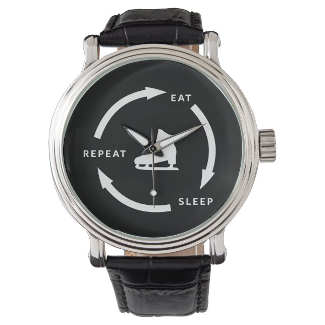 Eat Sleep Herhaal Afbeelding Schatting Gezegde Ven Horloge (Voorkant)