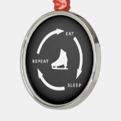 Eat Sleep Herhaal Afbeelding Schatting Gezegde Ven Metalen Ornament (Links)