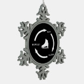 Eat Sleep Herhaal Afbeelding Schatting Gezegde Ven Tin Sneeuwvlok Ornament (Links)