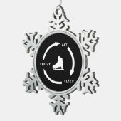 Eat Sleep Herhaal Afbeelding Schatting Gezegde Ven Tin Sneeuwvlok Ornament (Rechts)