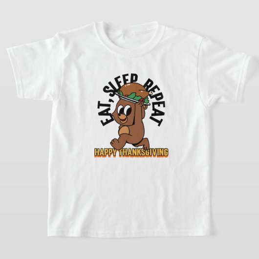 Eat Sleep Herhaal Happy Thanksgiving Kinder T-shir T-shirt (Laagn)