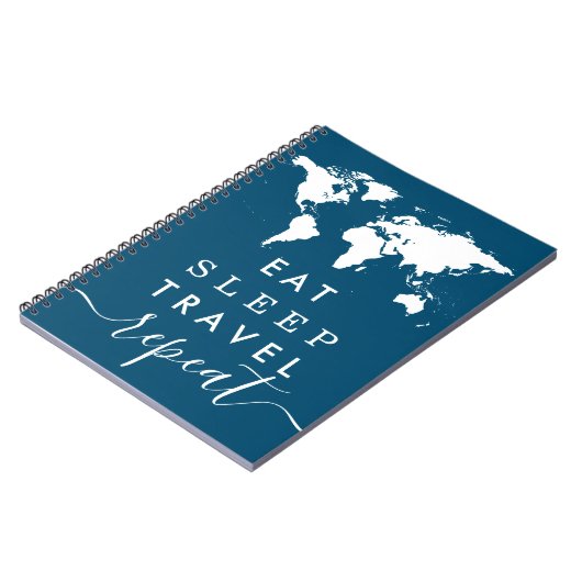 Eat Sleep Herhaal UW KLEUR-reisnotities Notitieboek (Linkerzijde)