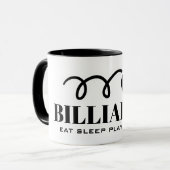 Eat Sleep herhalen grappige zwarte 8 kogelbiljarte Mok (Voorkant links)