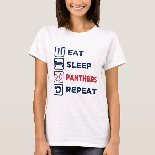Eat-Sleep-Herhaling shirten T-shirt (Voorkant)