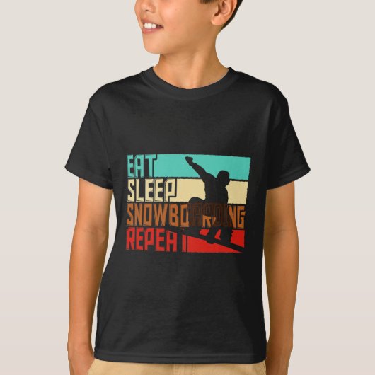 Eat Sleep Herhaling Snowboarden T-shirt (Voorkant)
