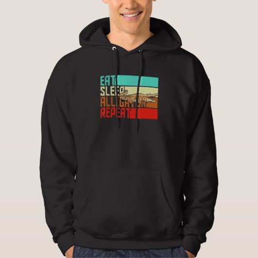 Eat Sleep Herhalingsalligator Hoodie (Voorkant)