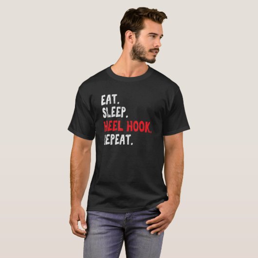 Eat Sleep Hiel Hook Herhaling Braziliaanse Jiu Jit T-shirt (Voorkant volledig)