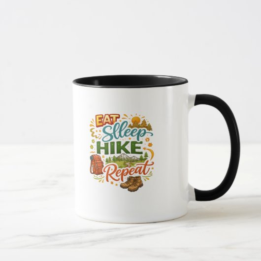 Eat Sleep Hike Repeat – Outdoor Hiking Tee Mok (Rechts)