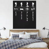 Eat Sleep Hiking Herhalen Canvas Afdruk (Insitu (Slaapkamer))