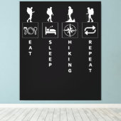 Eat Sleep Hiking Herhalen Canvas Afdruk (Insitu (Houten vloer))