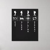 Eat Sleep Hiking Herhalen Canvas Afdruk (Voorkant)