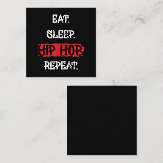 Eat Sleep Hip Hop Herhaal oude School Rap 90s Gift Vierkante Visitekaartje (Voorkant / Achterkant)