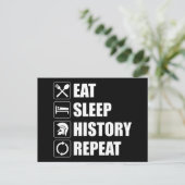 Eat Sleep History herhalen Briefkaart (Staand voorkant)