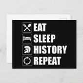 Eat Sleep History herhalen Briefkaart (Voorkant / Achterkant)
