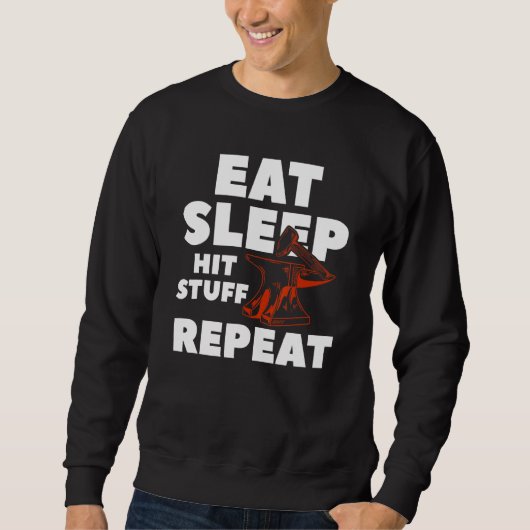 Eat Sleep Hit Stuff herhalen voor Trui (Voorkant)