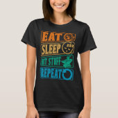 Eat Sleep Hit Stuff Repeat Retro Blacksmith Anvil  T-shirt (Voorkant)