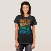 Eat Sleep Hit Stuff Repeat Retro Blacksmith Anvil  T-shirt (Voorkant volledig)