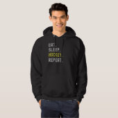 Eat Sleep Hockey Herhaal Funny Hockey Player Hoodie (Voorkant volledig)
