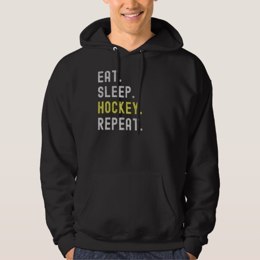 Eat Sleep Hockey Herhaal Funny Hockey Player Hoodie (Voorkant)