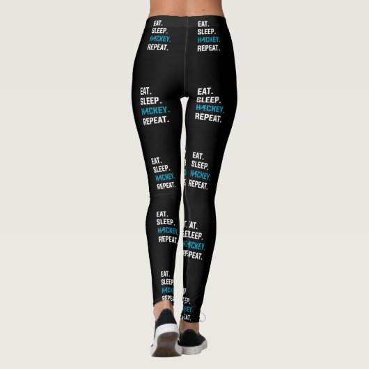 Eat Sleep Hockey Herhaal Goalkeeper Goalie Player Leggings (Achterkant)