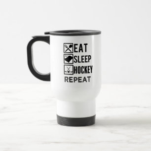 Eat Sleep Hockey Herhaal grappige koffie-mok Reisbeker