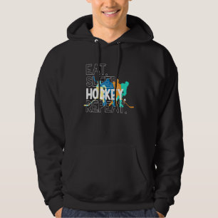 Eat Sleep Hockey Herhaal Ice Hockey Hoodie