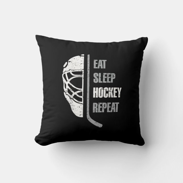 Eat Sleep Hockey Herhaal Kerstmis voor kinderen Te Kussen (Voorkant)