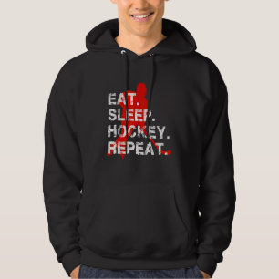 Eat Sleep Hockey Herhaal Mannen Ice Hockey Player Hoodie