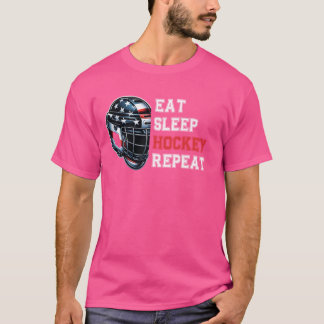 Eat Sleep Hockey Herhaal T-shirt