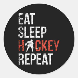 Eat Sleep Hockey Herhaal Youth Ice Hockey Ronde Sticker