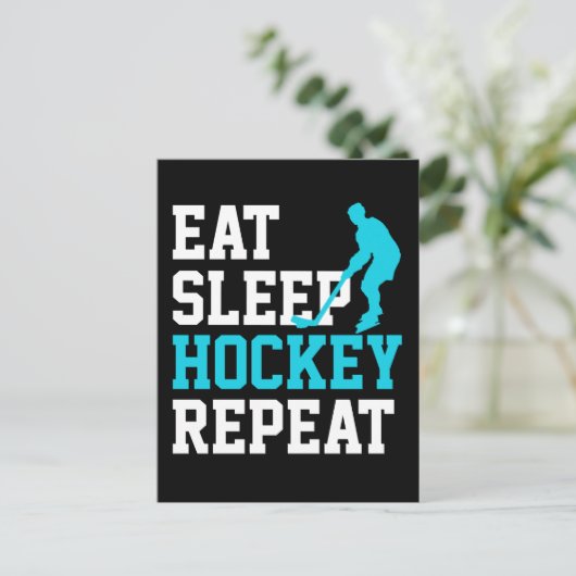 Eat Sleep Hockey Herhalen Briefkaart (Staand voorkant)