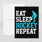 Eat Sleep Hockey Herhalen Briefkaart (Voorkant / Achterkant)
