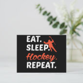 Eat Sleep Hockey Herhalen Briefkaart (Staand voorkant)