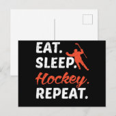 Eat Sleep Hockey Herhalen Briefkaart (Voorkant / Achterkant)