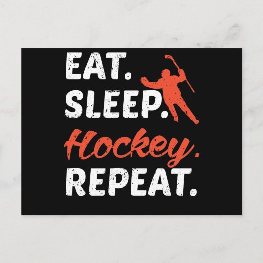 Eat Sleep Hockey Herhalen Briefkaart (Voorkant)