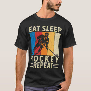 Eat Sleep Hockey Herhalen Funny Hockey Player Goal T-shirt
