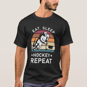 Eat Sleep Hockey Herhalen Funny Ice Hockey T-shirt