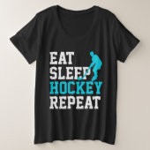 Eat Sleep Hockey Herhalen Grote Maat T-shirt (Design voorkant)