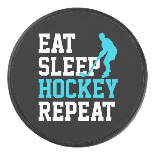 Eat Sleep Hockey Herhalen Hockey Puck (Voorkant)