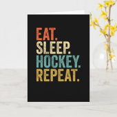 Eat Sleep Hockey herhalen Kaart (Gele Bloem)