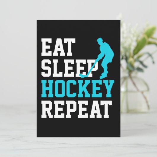 Eat Sleep Hockey Herhalen Kaart (Staand voorkant)