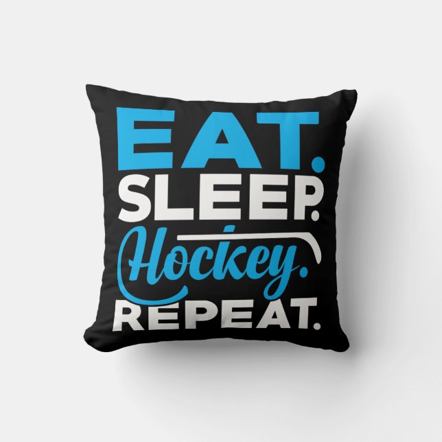 Eat Sleep Hockey Herhalen Kussen (Voorkant)