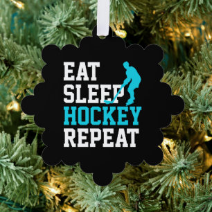 Eat Sleep Hockey Herhalen Ornament Kaart
