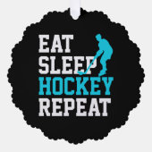 Eat Sleep Hockey Herhalen Ornament Kaart (Voorkant)