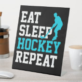 Eat Sleep Hockey Herhalen Reclamebord Met Voetstuk (Insitu)